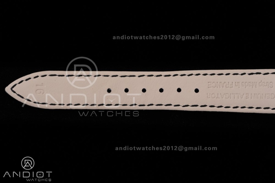 Rendez-Vous Night & Day RG APSF 1:1 Best Edition White Dial Diamonds Bezel on Black Leather Strap SA898