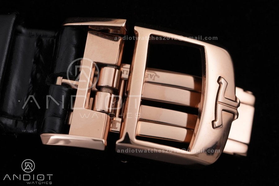 Rendez-Vous Night & Day RG APSF 1:1 Best Edition White Dial Diamonds Bezel on Black Leather Strap SA898