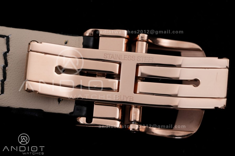 Rendez-Vous Night & Day RG APSF 1:1 Best Edition White Dial Diamonds Bezel on Black Leather Strap SA898