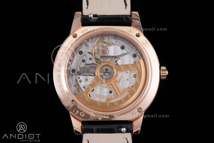 Rendez-Vous Night & Day RG APSF 1:1 Best Edition White Dial Diamonds Bezel on Black Leather Strap SA898