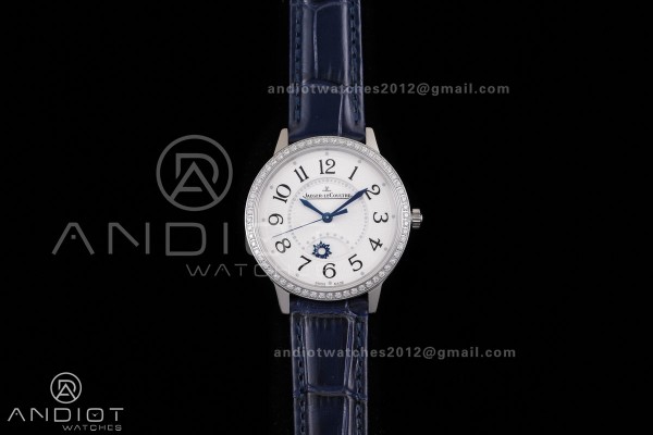 Rendez-Vous Night & Day SS APSF 1:1 Best Edition White Dial Diamonds Bezel on Blue Leather Strap SA898