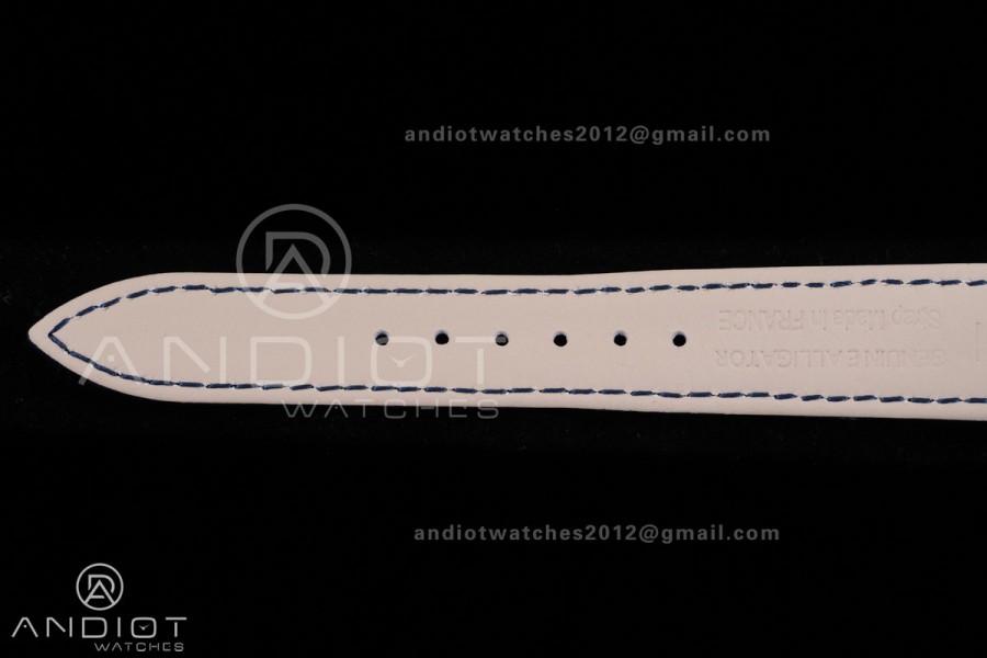 Rendez-Vous Night & Day SS APSF 1:1 Best Edition White Dial Diamonds Bezel on Blue Leather Strap SA898