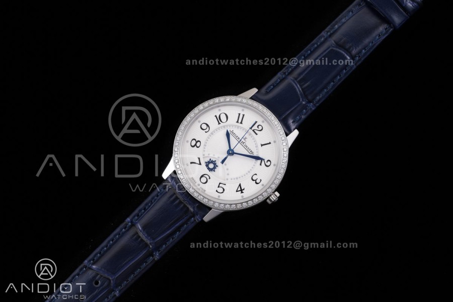 Rendez-Vous Night & Day SS APSF 1:1 Best Edition White Dial Diamonds Bezel on Blue Leather Strap SA898