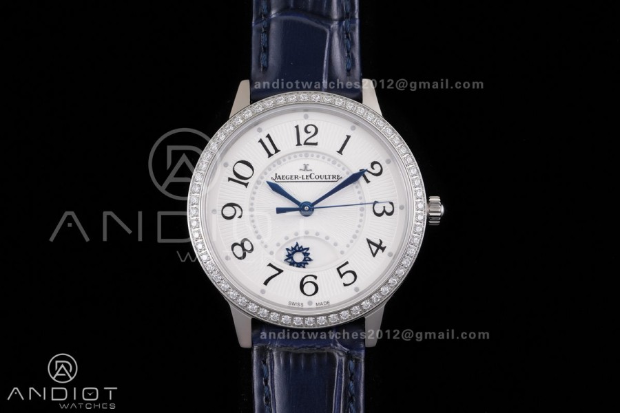 Rendez-Vous Night & Day SS APSF 1:1 Best Edition White Dial Diamonds Bezel on Blue Leather Strap SA898
