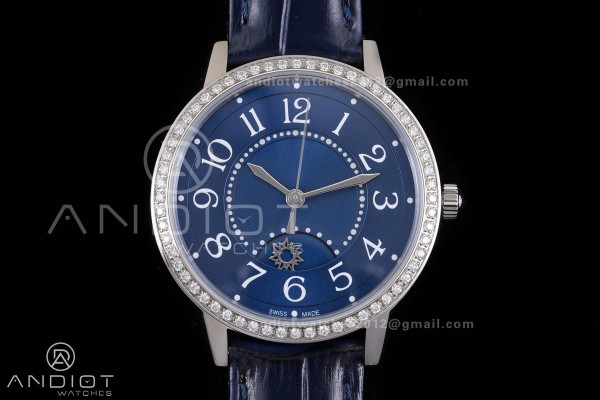 Rendez-Vous Night & Day SS APSF 1:1 Best Edition Blue Dial Diamonds Bezel on Blue Leather Strap SA898