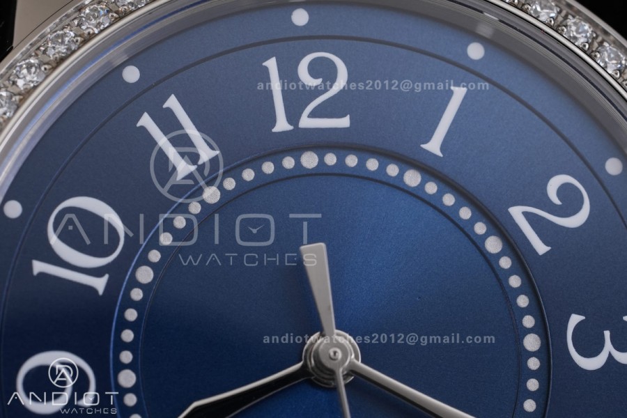 Rendez-Vous Night & Day SS APSF 1:1 Best Edition Blue Dial Diamonds Bezel on Blue Leather Strap SA898