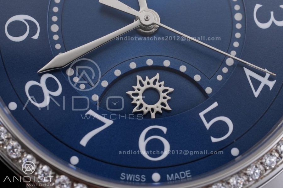 Rendez-Vous Night & Day SS APSF 1:1 Best Edition Blue Dial Diamonds Bezel on Blue Leather Strap SA898
