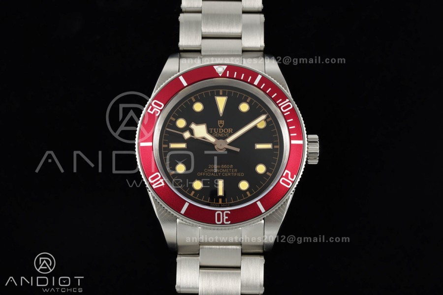 Black bay 41 BLF 1:1 Best Edition Red Bezel Black Dial on Rivet Strap A2824