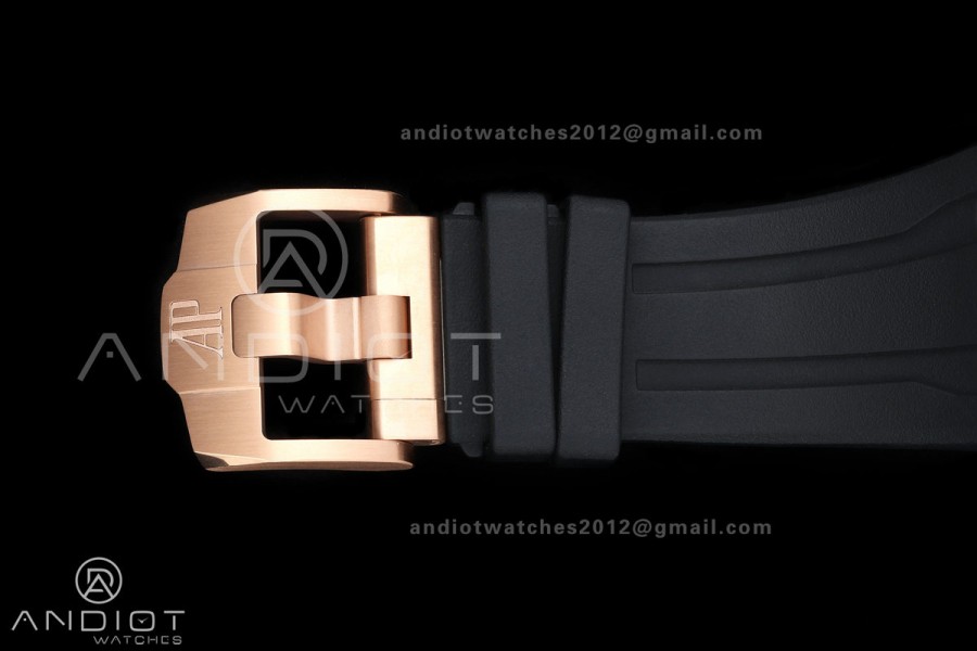 Royal Oak Offshore 43mm 26420 Ceramic Bezel RG Gain Weight DDF 1:1 Black Dial On Black Rubber Strap DD4401 Super Clone 