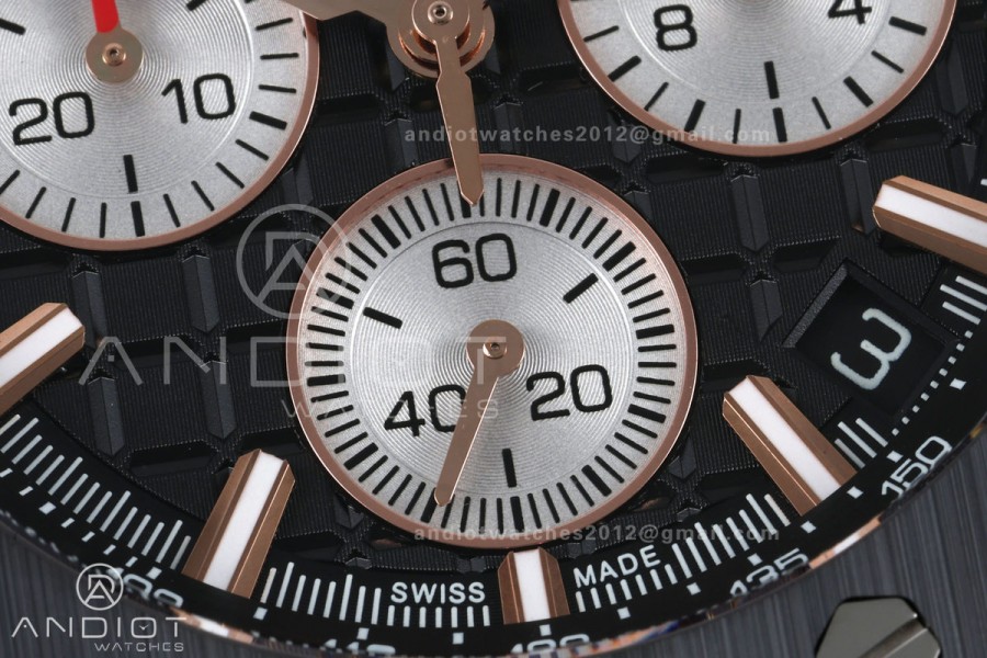 Royal Oak Offshore 43mm 26420 Ceramic Bezel RG Gain Weight DDF 1:1 Black Dial On Black Rubber Strap DD4401 Super Clone 