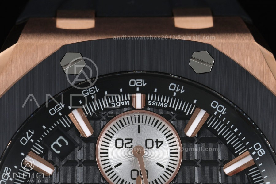 Royal Oak Offshore 43mm 26420 Ceramic Bezel RG Gain Weight DDF 1:1 Black Dial On Black Rubber Strap DD4401 Super Clone 