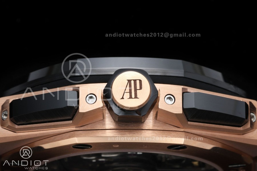 Royal Oak Offshore 43mm 26420 Ceramic Bezel RG Gain Weight DDF 1:1 Black Dial On Black Rubber Strap DD4401 Super Clone 