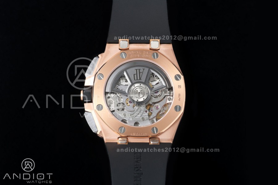 Royal Oak Offshore 43mm 26420 Ceramic Bezel RG Gain Weight DDF 1:1 Black Dial On Black Rubber Strap DD4401 Super Clone 