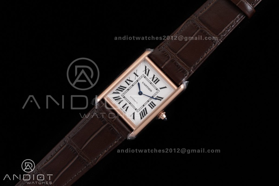 Tank Louis XL 38x27mm RG F1F 1:1 Best Edition White Dial on Dark Brown Strap A1899Mc