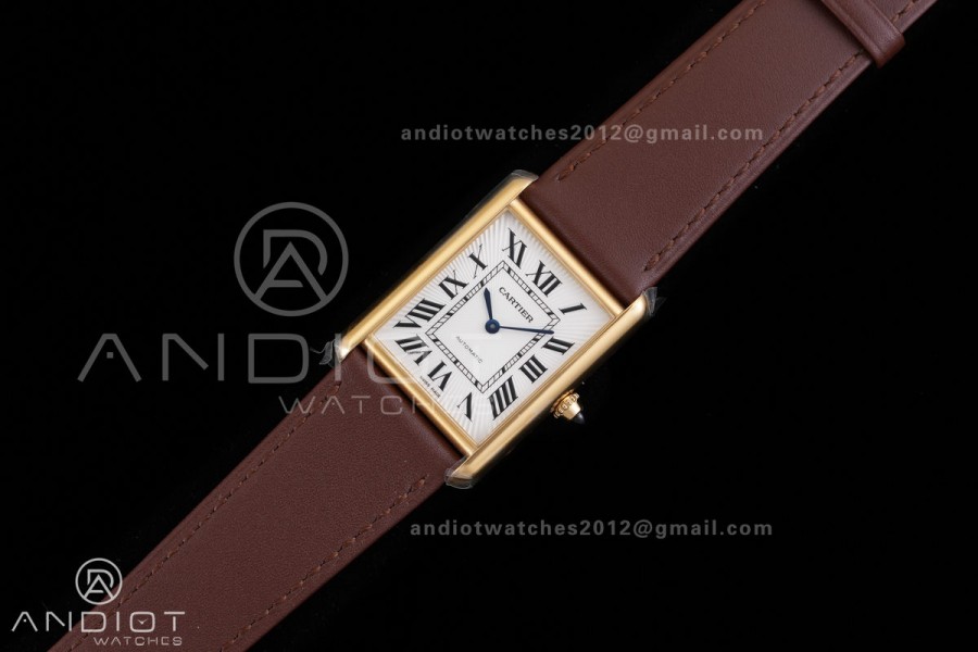 Tank Louis XL 38x27mm YG F1F 1:1 Best Edition White Dial on Brown Strap A1899Mc