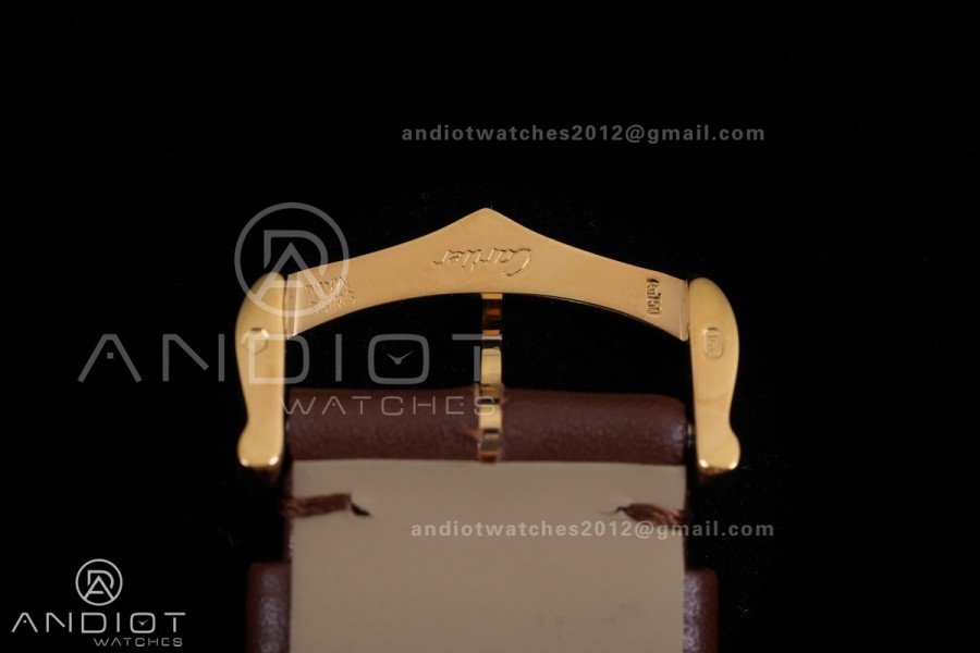Tank Louis XL 38x27mm YG F1F 1:1 Best Edition White Dial on Brown Strap A1899Mc