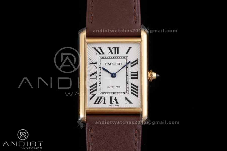 Tank Louis XL 38x27mm YG F1F 1:1 Best Edition White Dial on Brown Strap A1899Mc