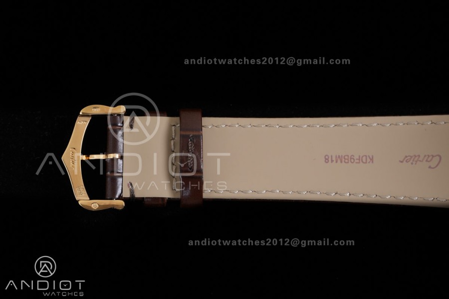 Tank Louis XL 38x27mm YG F1F 1:1 Best Edition White Dial on Dark Brown Strap A1899Mc
