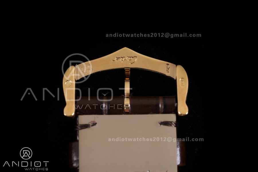 Tank Louis XL 38x27mm YG F1F 1:1 Best Edition White Dial on Dark Brown Strap A1899Mc