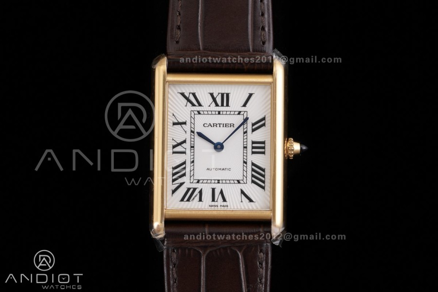 Tank Louis XL 38x27mm YG F1F 1:1 Best Edition White Dial on Dark Brown Strap A1899Mc