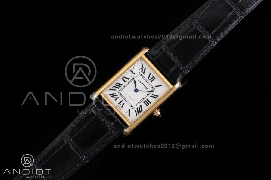 Tank Louis XL 38x27mm YG F1F 1:1 Best Edition White Dial on Black Strap A1899Mc
