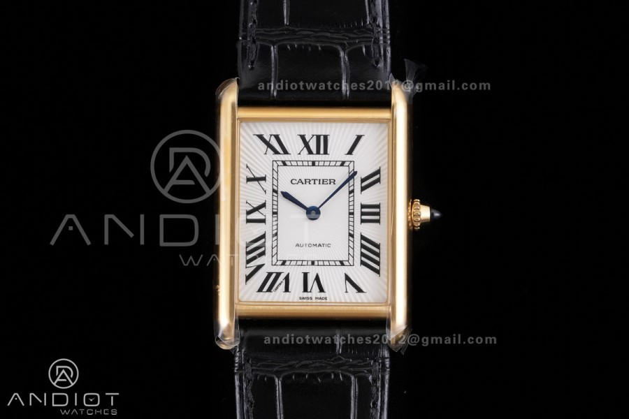 Tank Louis XL 38x27mm YG F1F 1:1 Best Edition White Dial on Black Strap A1899Mc