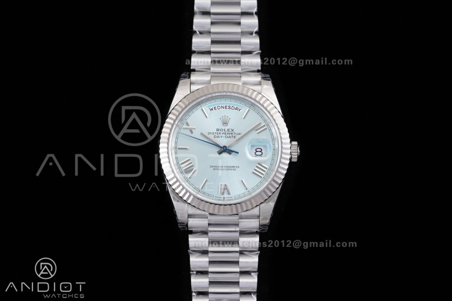 DayDate 40 228239 VSF 1:1 Best Edition Ice Blue Roman Dial on President Bracelet VS3255 V2