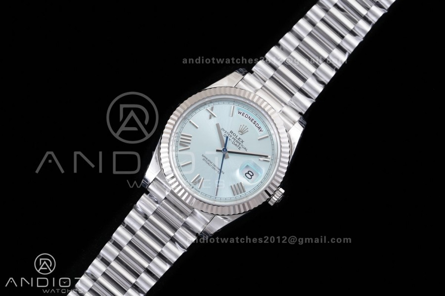 DayDate 40 228239 VSF 1:1 Best Edition Ice Blue Roman Dial on President Bracelet VS3255 V2