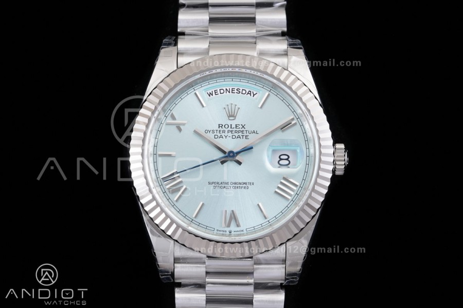 DayDate 40 228239 VSF 1:1 Best Edition Ice Blue Roman Dial on President Bracelet VS3255 V2