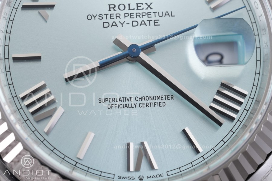 DayDate 40 228239 VSF 1:1 Best Edition Ice Blue Roman Dial on President Bracelet VS3255 V2