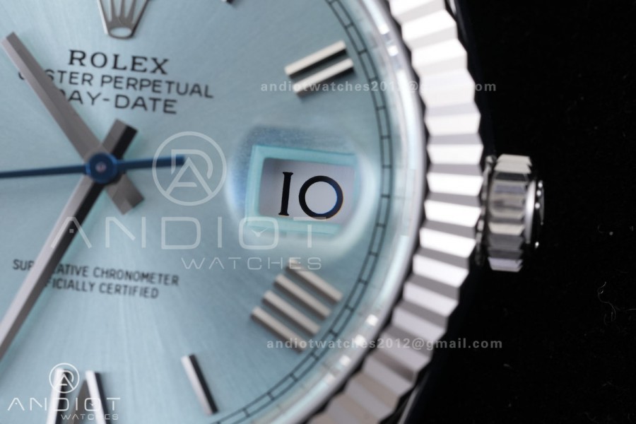 DayDate 40 228239 VSF 1:1 Best Edition Ice Blue Roman Dial on President Bracelet VS3255 V2
