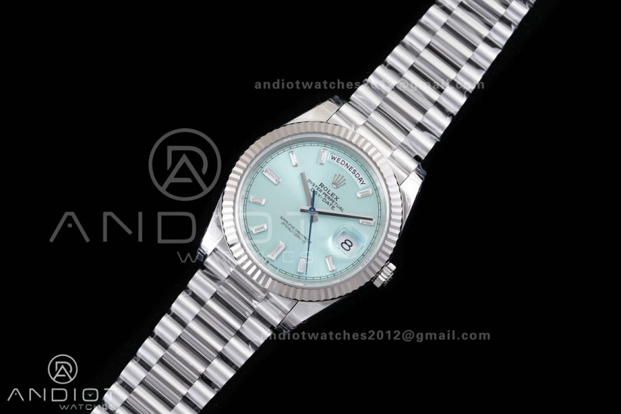 DayDate 40 228239 VSF 1:1 Best Edition Ice Blue Crystal Dial on President Bracelet VS3255 V2