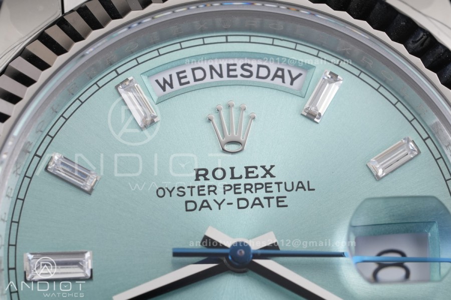 DayDate 40 228239 VSF 1:1 Best Edition Ice Blue Crystal Dial on President Bracelet VS3255 V2