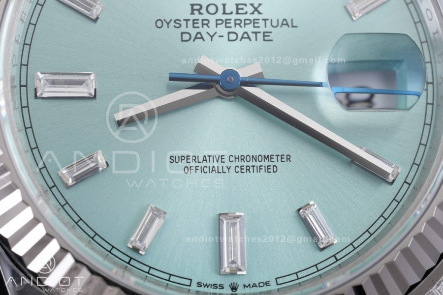 DayDate 40 228239 VSF 1:1 Best Edition Ice Blue Crystal Dial on President Bracelet VS3255 V2