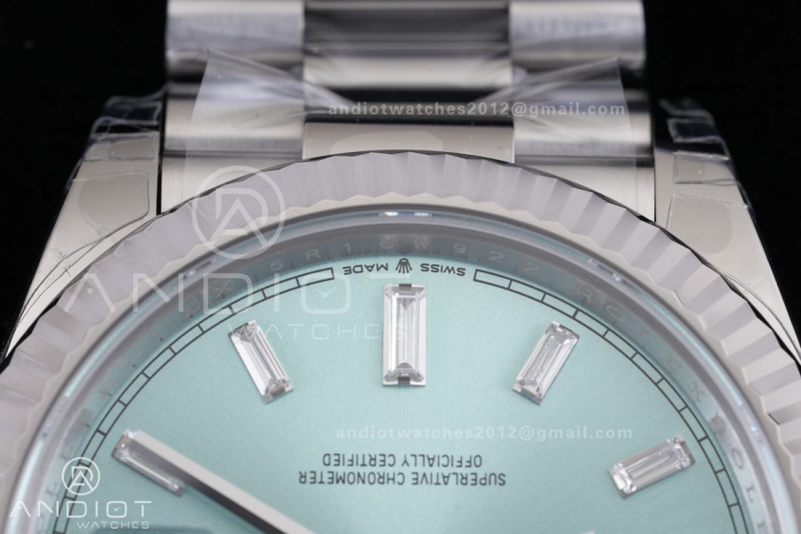 DayDate 40 228239 VSF 1:1 Best Edition Ice Blue Crystal Dial on President Bracelet VS3255 V2