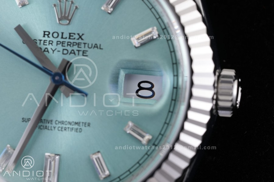 DayDate 40 228239 VSF 1:1 Best Edition Ice Blue Crystal Dial on President Bracelet VS3255 V2