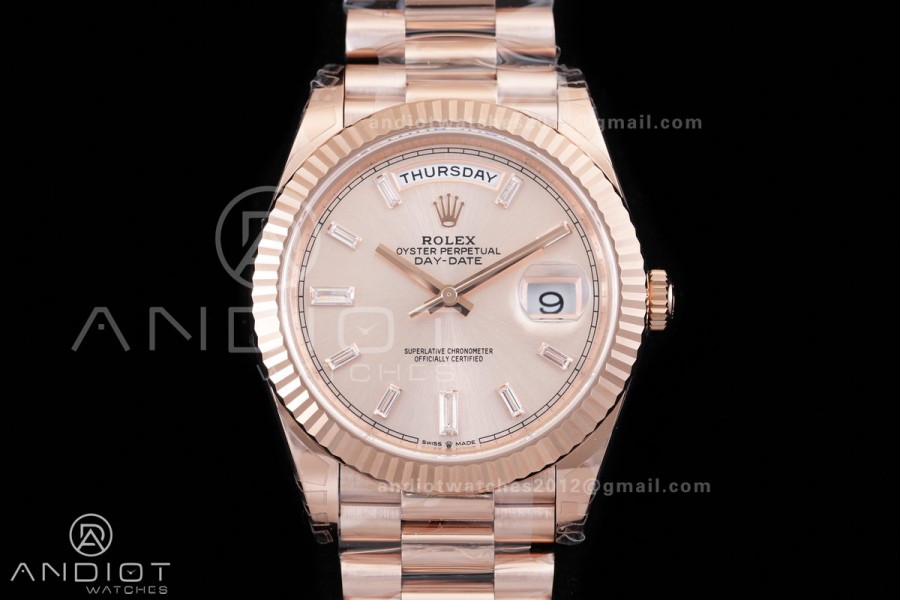 DayDate 40 228235 VSF 1:1 Best Edition RG Crystal Dial on President Bracelet VS3255 V2