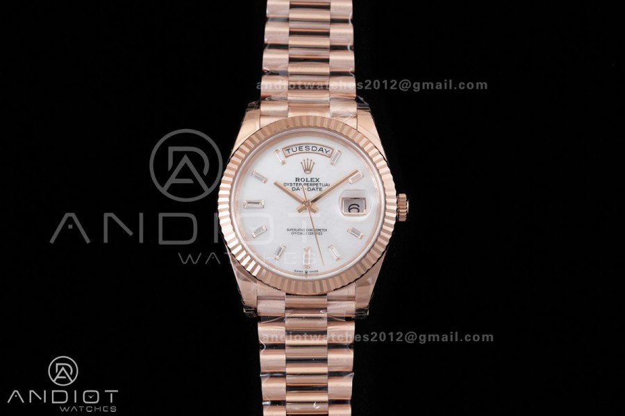 DayDate 40 228235 VSF 1:1 Best Edition White MOP Crystal Dial on President Bracelet VS3255 V2