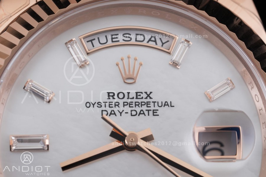 DayDate 40 228235 VSF 1:1 Best Edition White MOP Crystal Dial on President Bracelet VS3255 V2