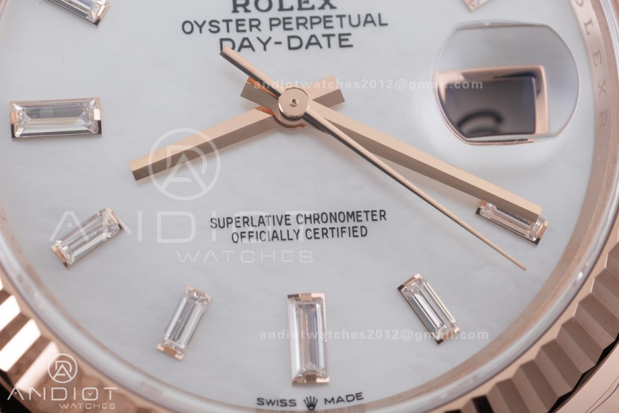 DayDate 40 228235 VSF 1:1 Best Edition White MOP Crystal Dial on President Bracelet VS3255 V2