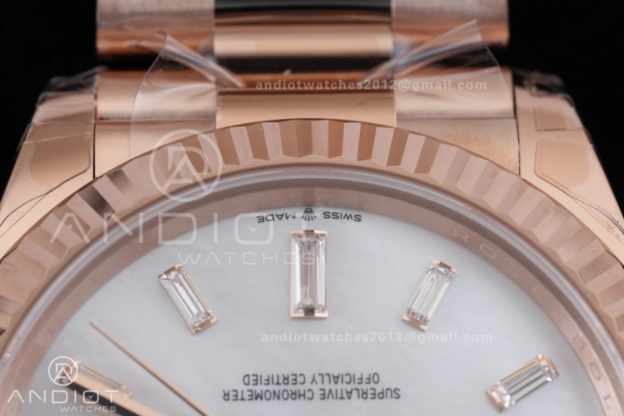 DayDate 40 228235 VSF 1:1 Best Edition White MOP Crystal Dial on President Bracelet VS3255 V2