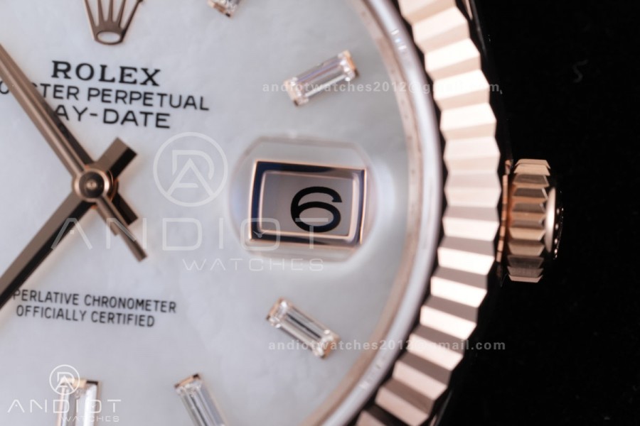 DayDate 40 228235 VSF 1:1 Best Edition White MOP Crystal Dial on President Bracelet VS3255 V2