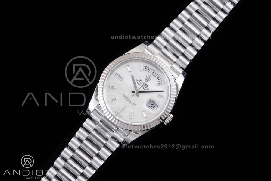 DayDate 40 228239 VSF 1:1 Best Edition White MOP Crystal Dial on President Bracelet VS3255 V2