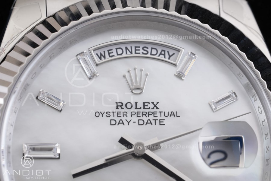 DayDate 40 228239 VSF 1:1 Best Edition White MOP Crystal Dial on President Bracelet VS3255 V2