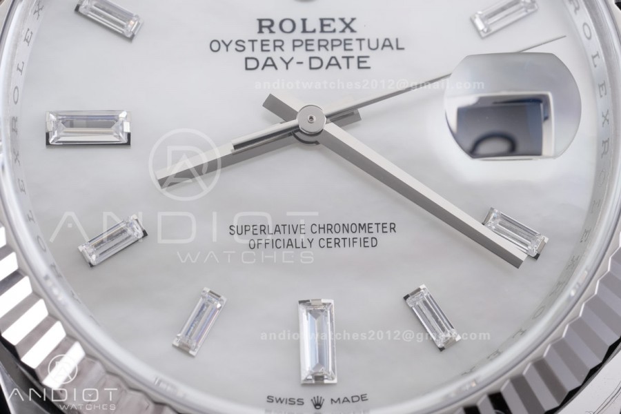 DayDate 40 228239 VSF 1:1 Best Edition White MOP Crystal Dial on President Bracelet VS3255 V2
