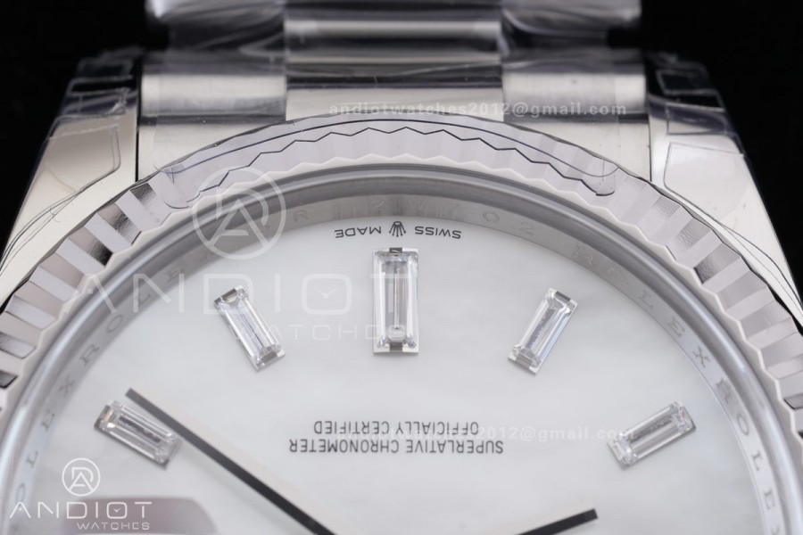 DayDate 40 228239 VSF 1:1 Best Edition White MOP Crystal Dial on President Bracelet VS3255 V2