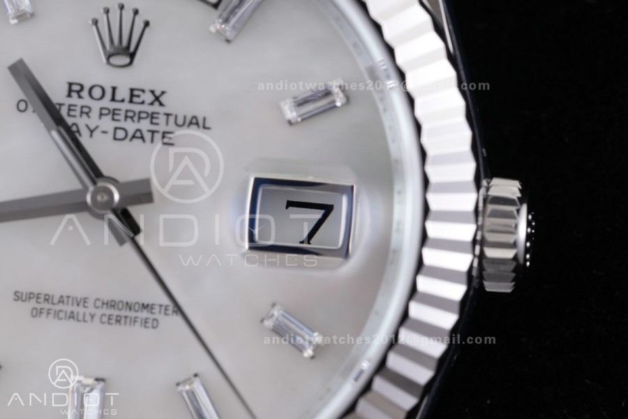 DayDate 40 228239 VSF 1:1 Best Edition White MOP Crystal Dial on President Bracelet VS3255 V2