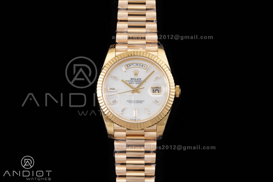 DayDate 40 228238 VSF 1:1 Best Edition White MOP Crystal Dial on President Bracelet VS3255 V2