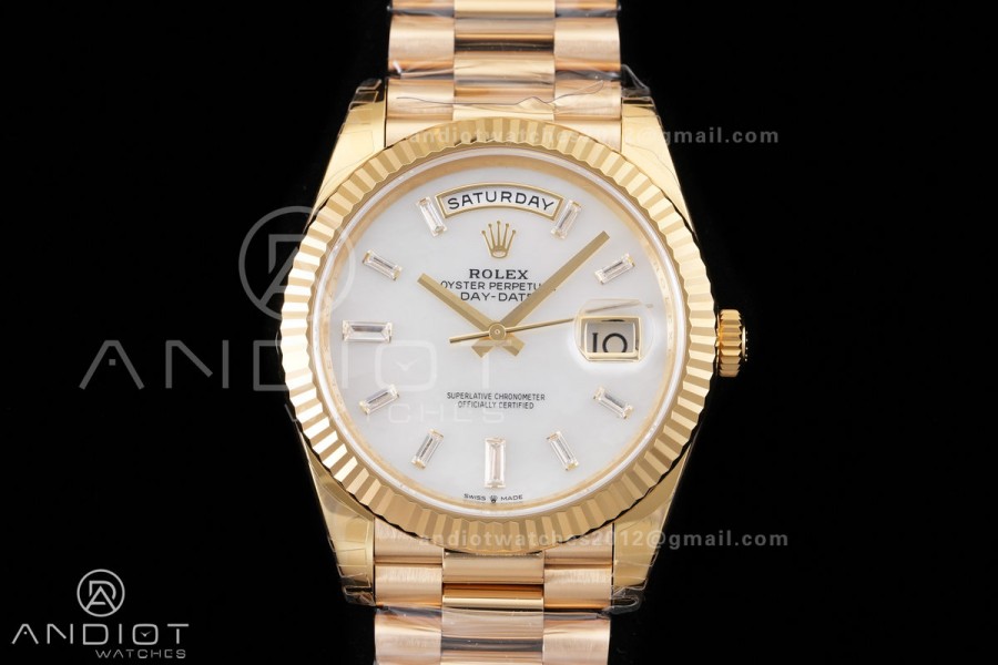 DayDate 40 228238 VSF 1:1 Best Edition White MOP Crystal Dial on President Bracelet VS3255 V2