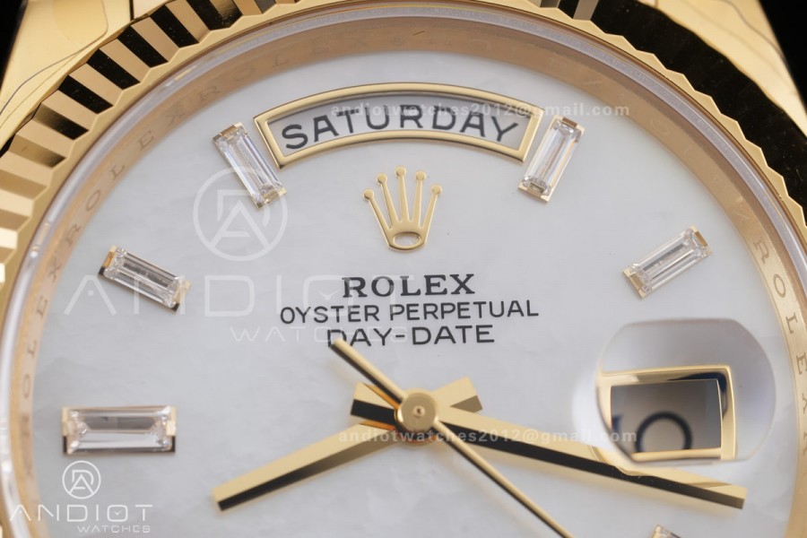 DayDate 40 228238 VSF 1:1 Best Edition White MOP Crystal Dial on President Bracelet VS3255 V2